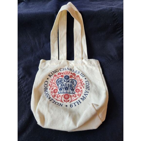 Mini Canvas Tote Bag From King Charles III Coronation 7"x7" - Picture 1 of 3